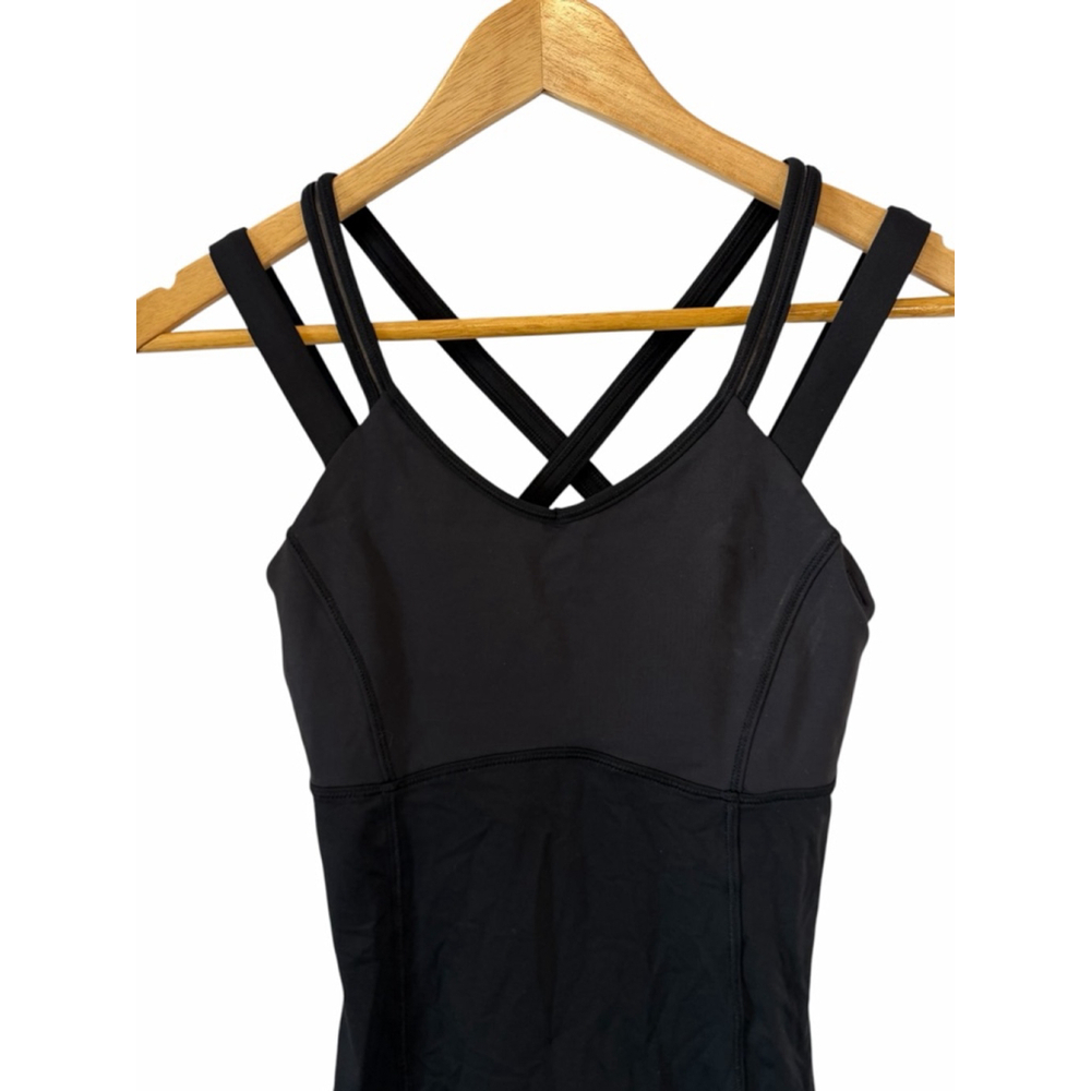 Lululemon Black Strappy Back Tank Top Built In Bra Athletic Yoga Size 4 6 - Picture 2 of 8